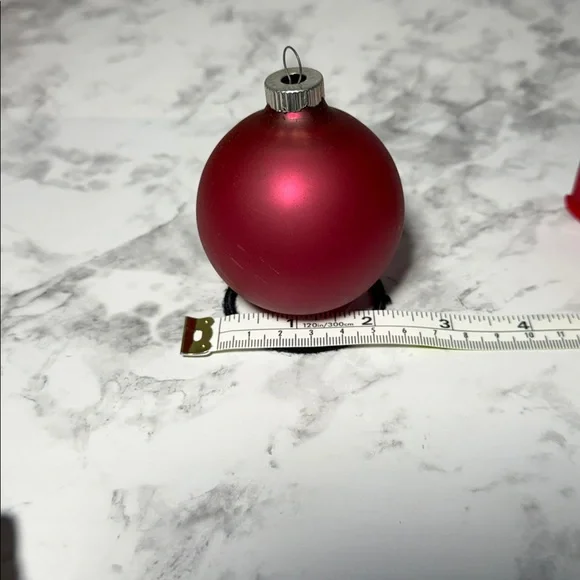 Elegant Red Glass Holiday Ornaments Set of 6 - Picture 8 of 9